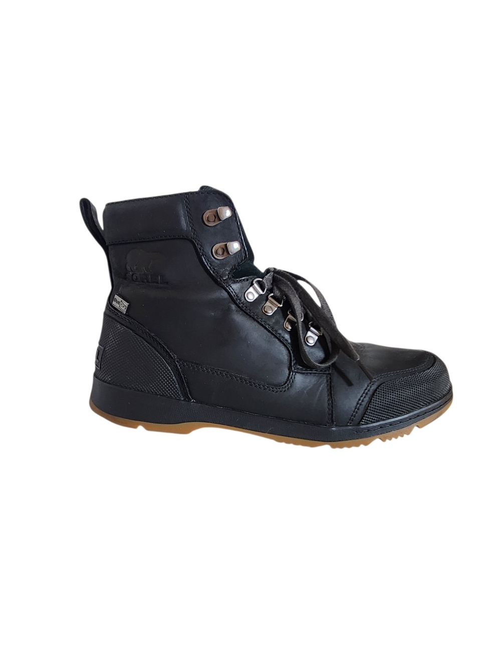 Sorel Mens Black Leather Lace-Up Work Utility Boots Size 11